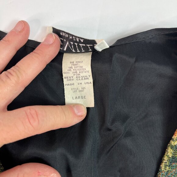 Vintage Gemilli Tapestry Floral Vest Large Made In USA Cotton Front Satiny Back - Picture 6 of 10